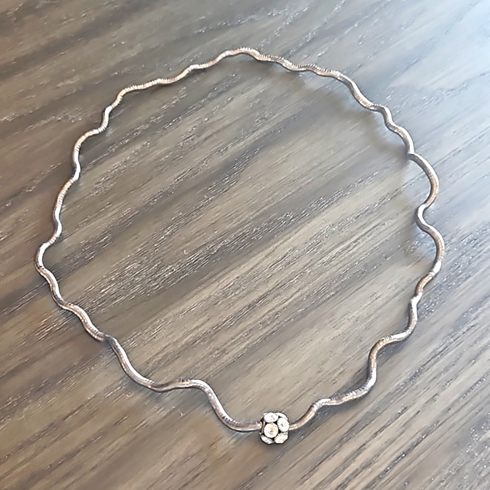 Fun Flexible Silver Snake Chain with a Chunky Crystal Ball Pendant